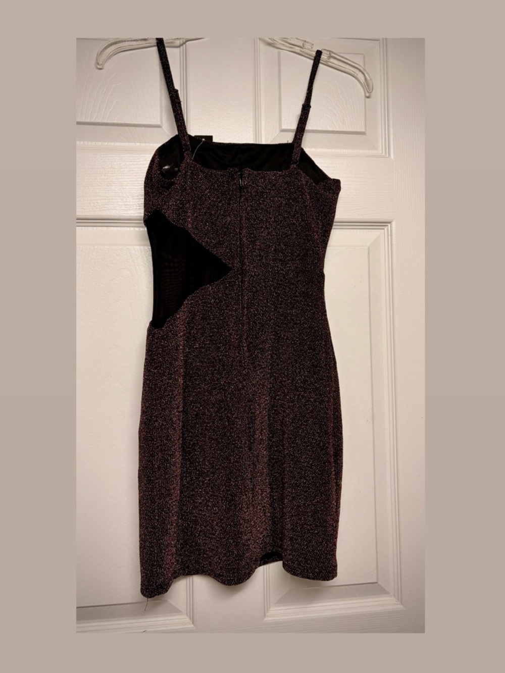 Trixxi Brown Sparkle Cutout Mini Dress - Picture 2 of 3